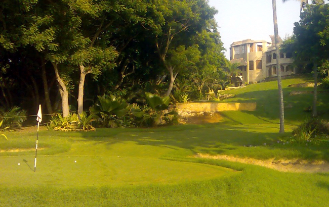 A view up the fairway to the villa